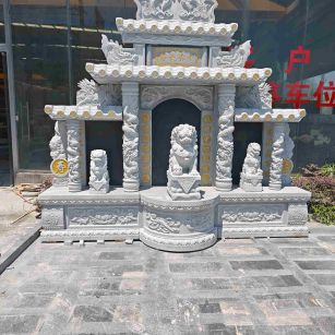 芜湖芝麻白中国黑石材套墓 花岗岩墓碑